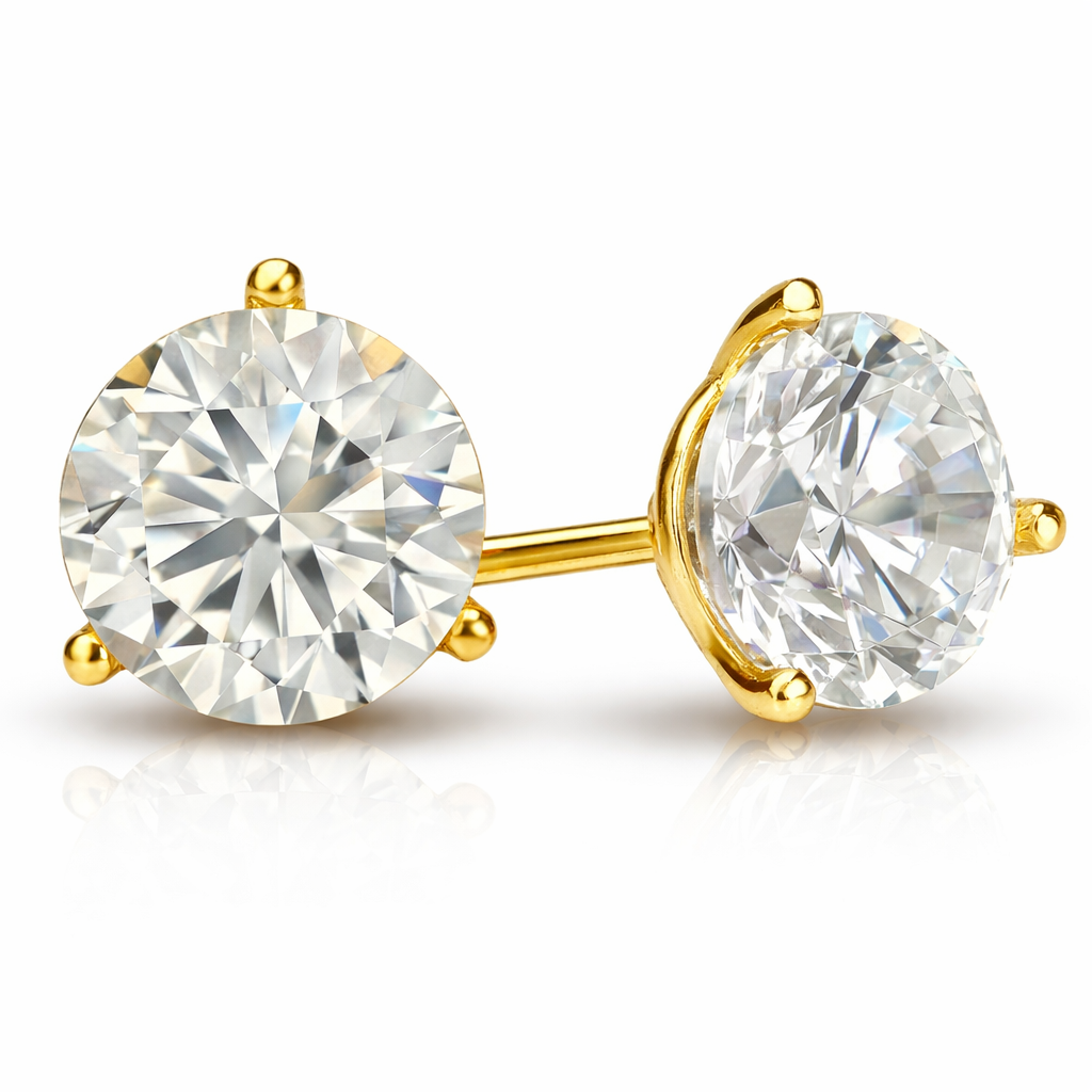 Lab-Grown Diamond Stud Earrings IGI Certified Martini Set 3-Prong