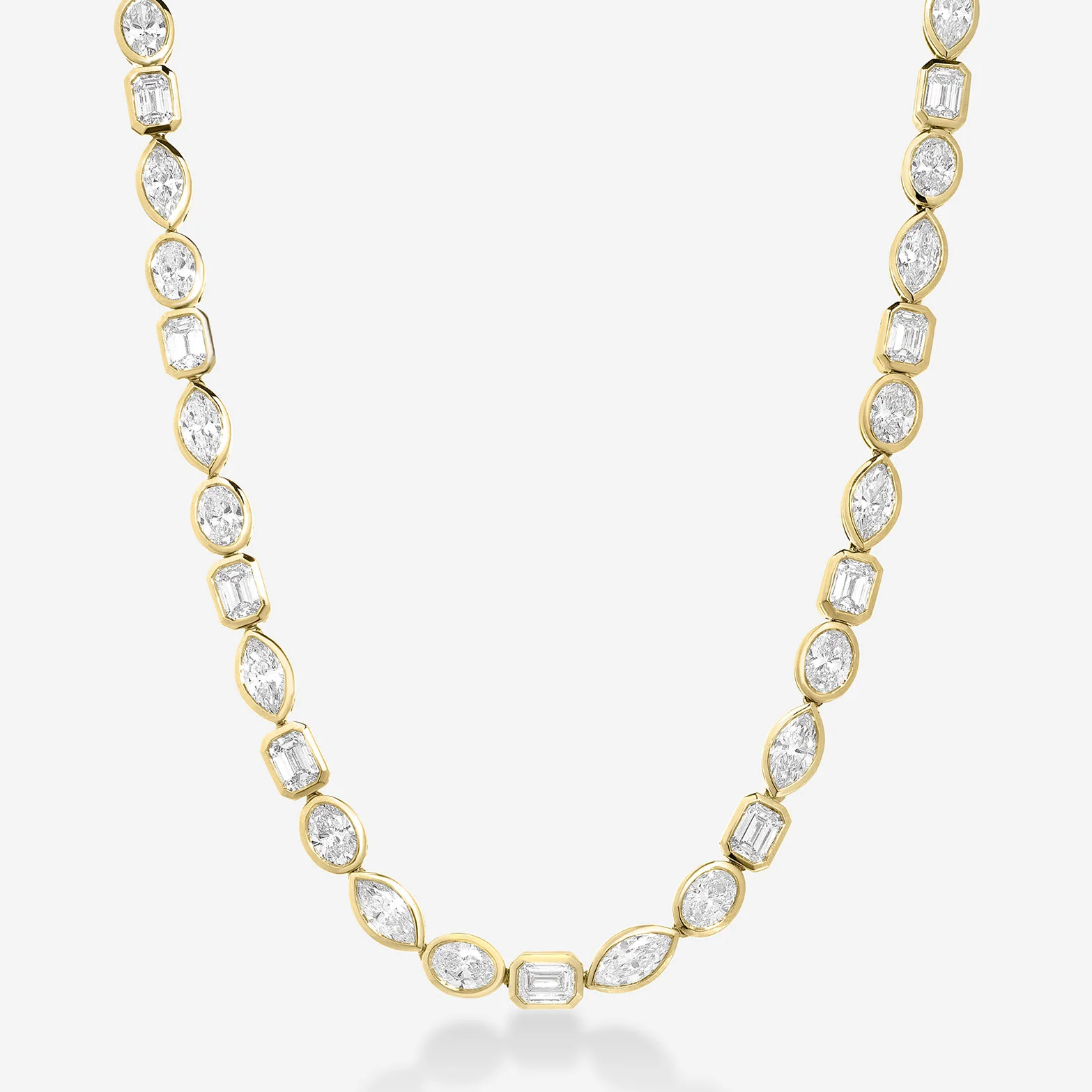 Certified IGI Bezel Mixed Shapes Tennis Necklace