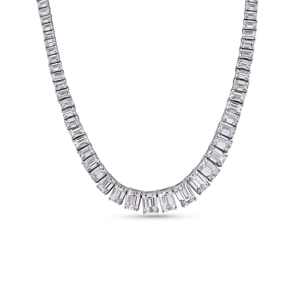 Graduated Emerald Cut Lab-Grown Diamond Necklace