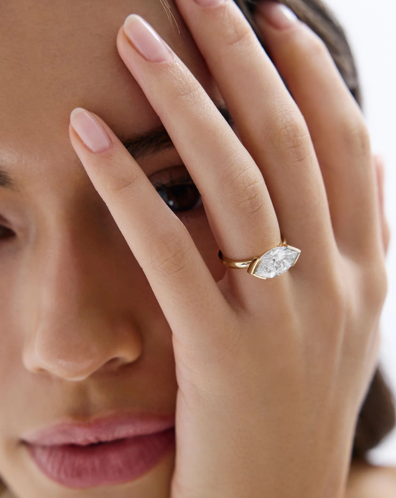 Certified IGI 3.03 Carat F VS1 Marquise Lab Grown Diamond set in The Edge