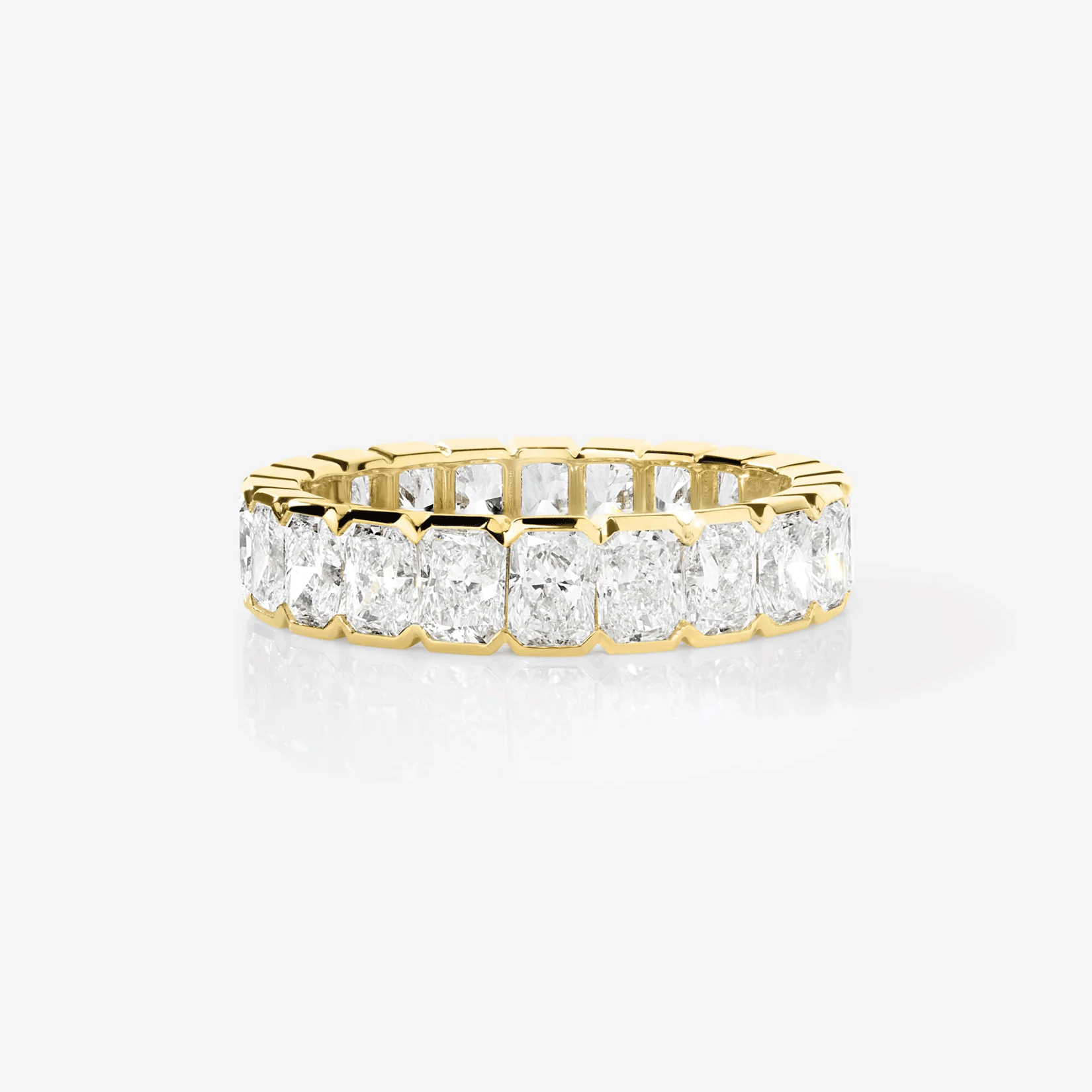 Certified IGI Radiant-Cut Lab-Grown Diamond Eternity Band – Full Set, Shared Prong
