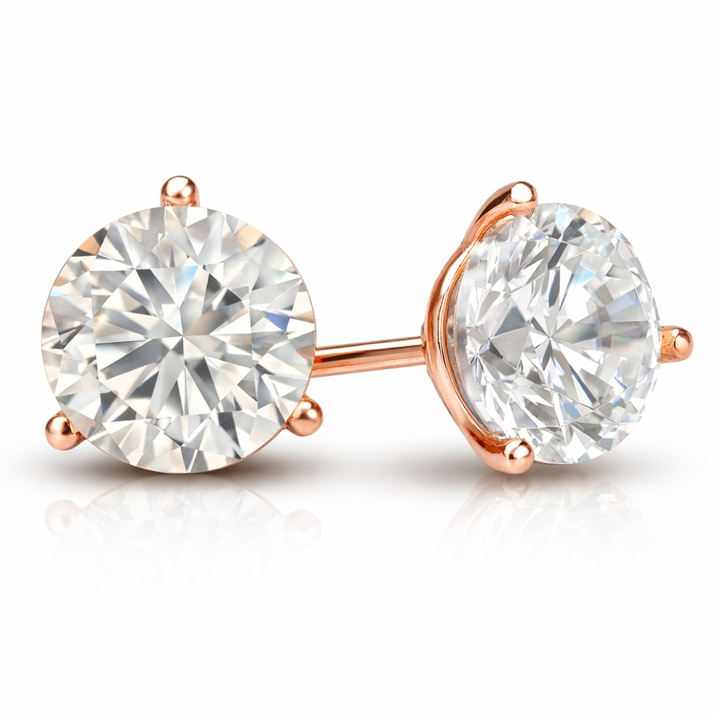 Lab-Grown Diamond Stud Earrings IGI Certified Martini Set 3-Prong