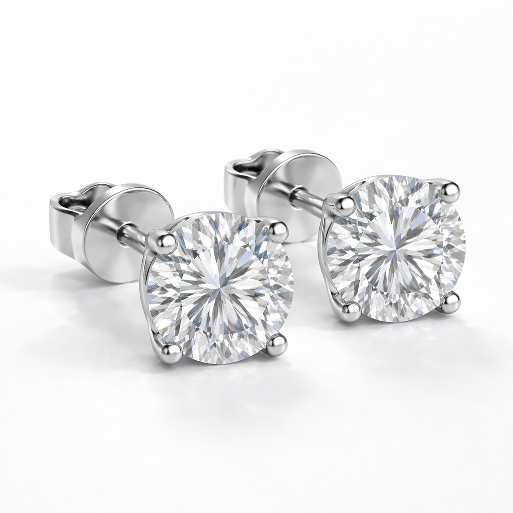 Certified LGD Classic Four Prong Stud Earrings