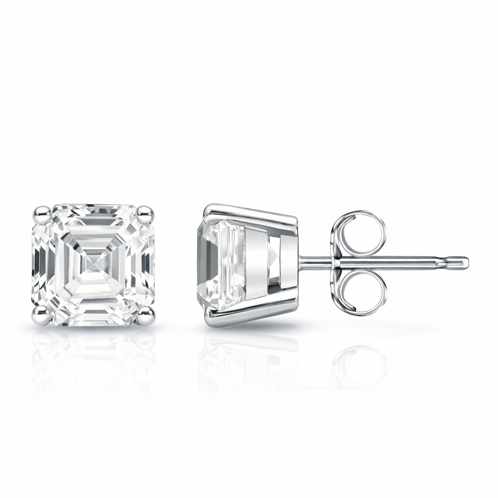 Certified LGD  Home Lab Grown Diamond Stud Earrings Asscher