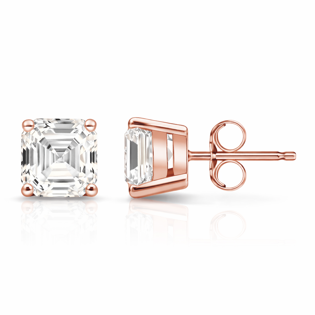 Certified LGD  Home Lab Grown Diamond Stud Earrings Asscher