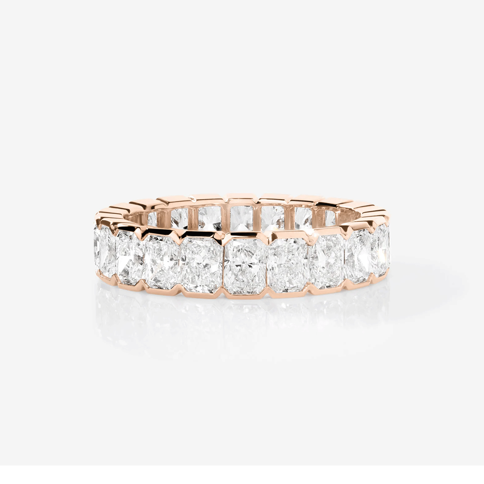 Certified IGI Radiant-Cut Lab-Grown Diamond Eternity Band – Full Set, Shared Prong