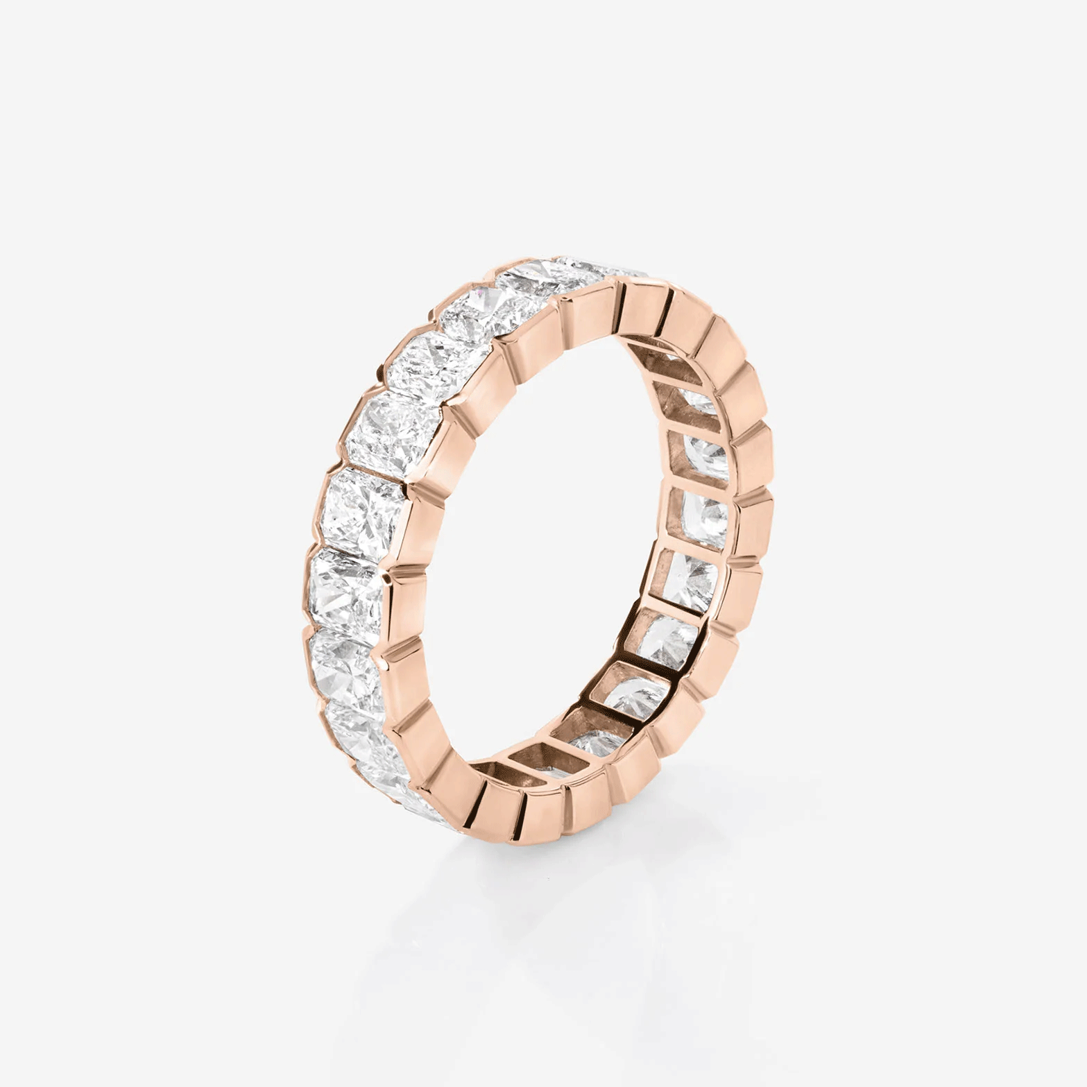 Certified IGI Radiant-Cut Lab-Grown Diamond Eternity Band – Full Set, Shared Prong