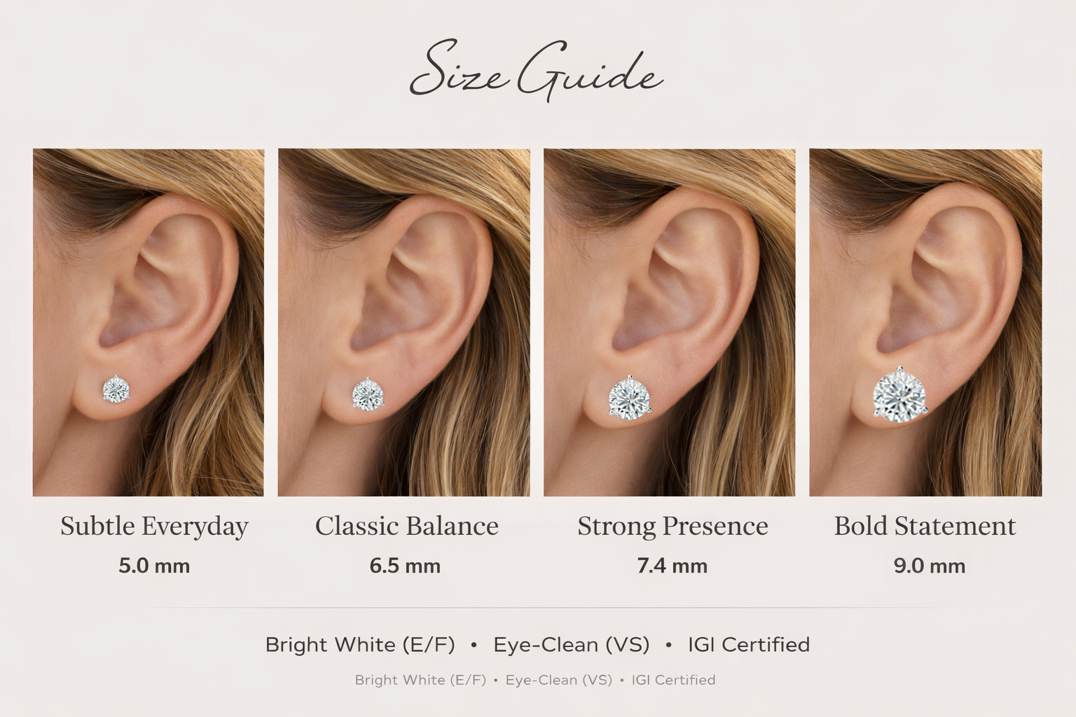 Lab-Grown Diamond Stud Earrings IGI Certified Martini Set 3-Prong